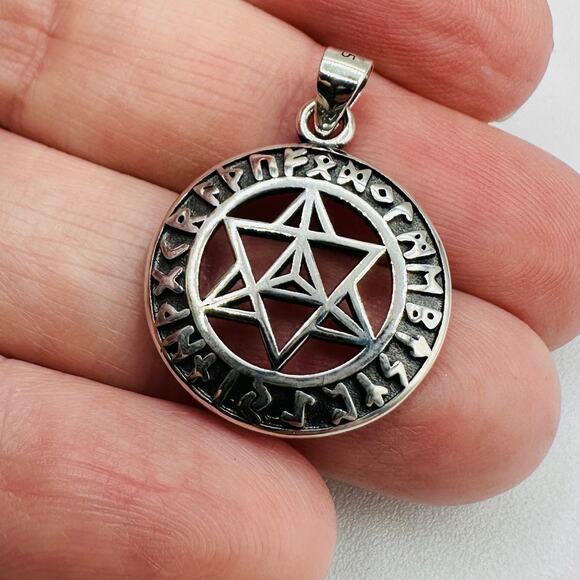 Sterling Silver Star of David Pendant – Hebrew Rune - Picture 5 of 7